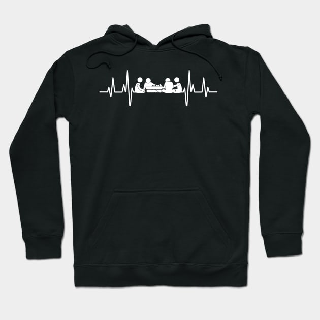 heartbeat and board gamers - white design for a board game aficionado/enthusiast/collector Hoodie by BlueLightDesign
